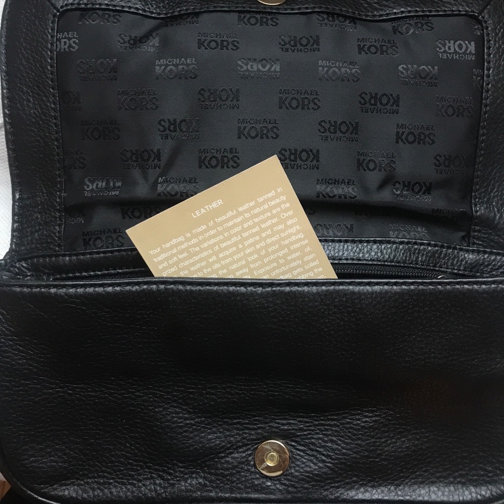 Michael Kors Black Leather Clutch Gold Buckle - Picture 5 of 6